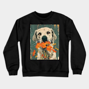 Golden Retriever  Flowers Photo Art Design For Dog Onwer Crewneck Sweatshirt